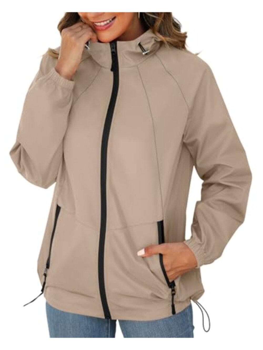 Waterproof Lightweight Packable Rain Jacket Hood Windbreaker